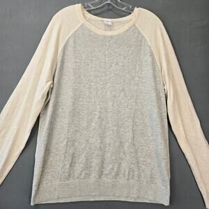 Express Gray Tan Sweater Long Sleeves Lightweight Knit Round Neck Men Size L Top